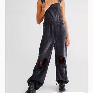 We The Free Charcoal Distressed Overalls
